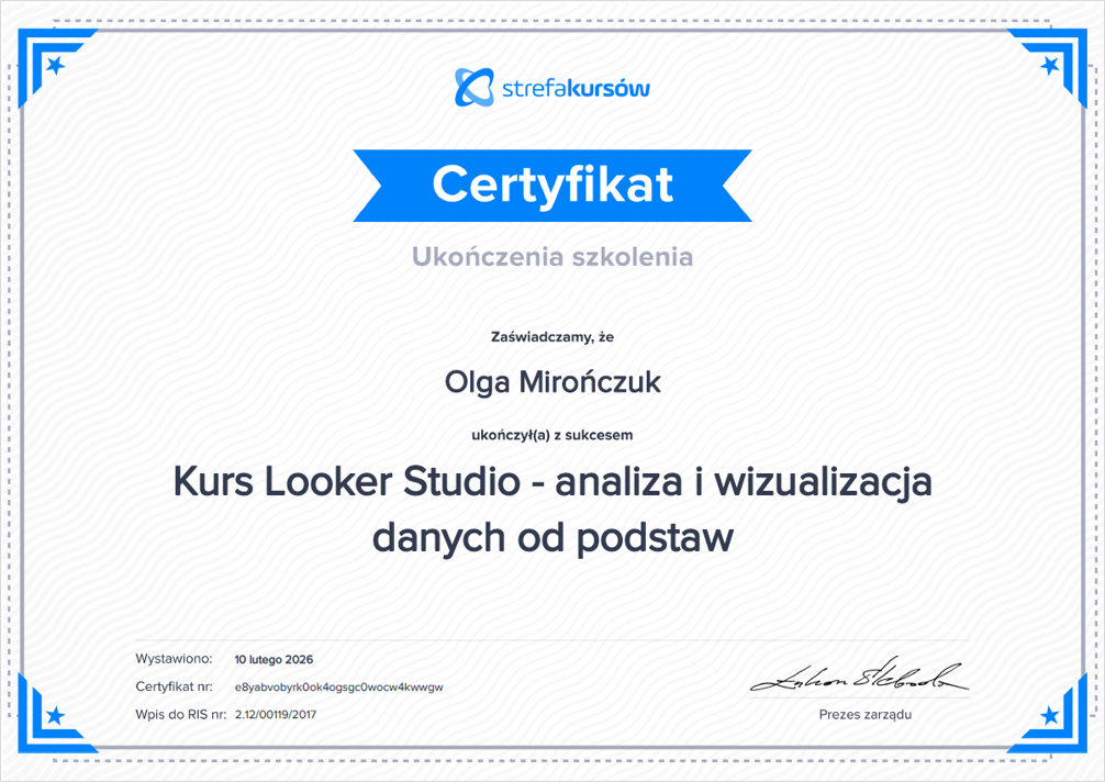 Kurs Looker Studio - analiza i wizualizacja danych od podstaw